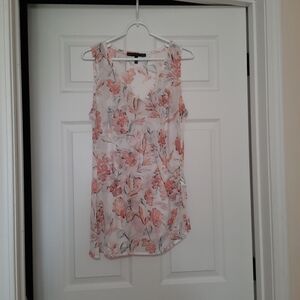 WHBM Sleeveless Sheer Over Cami Blouse Floral Size L Multicolor